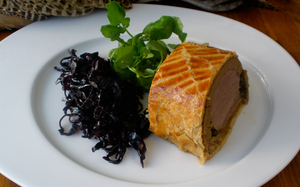Venison Wellington with Spicy Red Cabbage